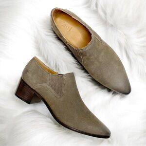 FRYE Women’s Gray Suede Pointed Toe Block Heel Booties - Size 10M